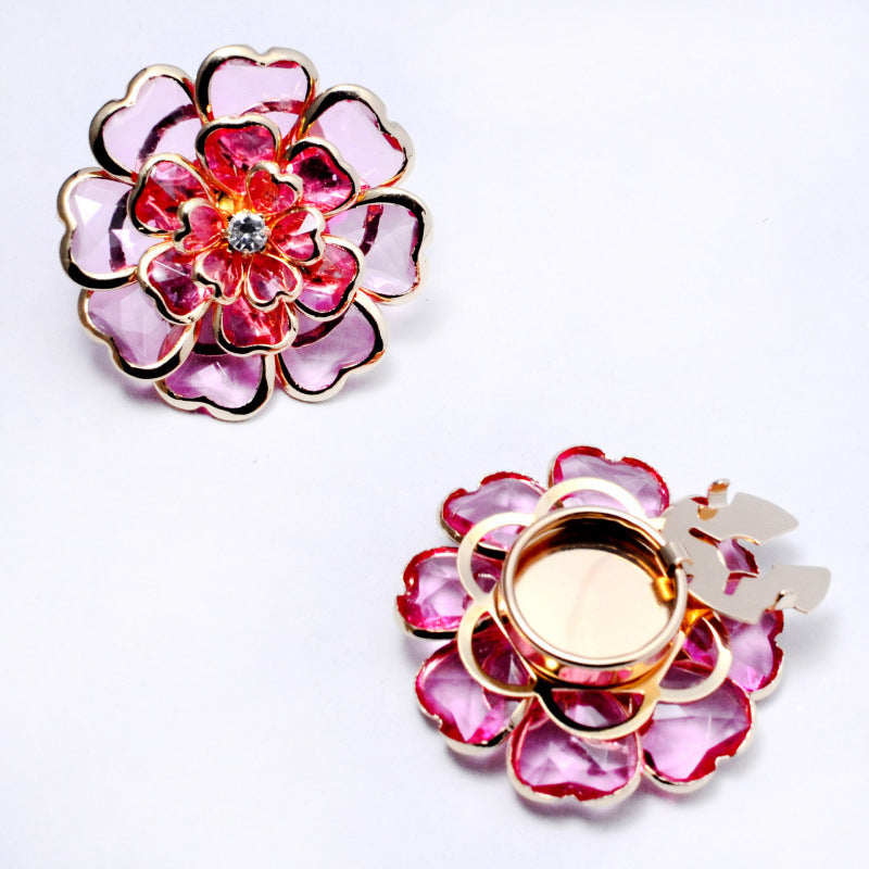 Bulk Multi Color Designer Flower Style Gold Crystal Brass Button Cover