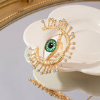 Green Evil Eye Gold Plated Rhinestone Adjustable Cocktail Ring Bulk