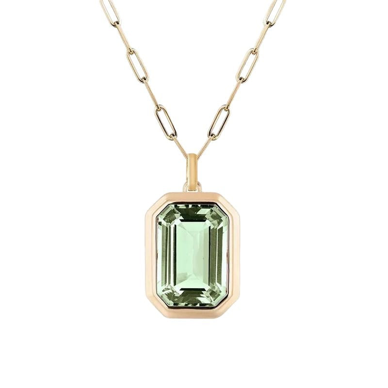 Multi Color Emerald Cut Gold Plated Crystal Copper Pendant Chain Bulk Secondary image