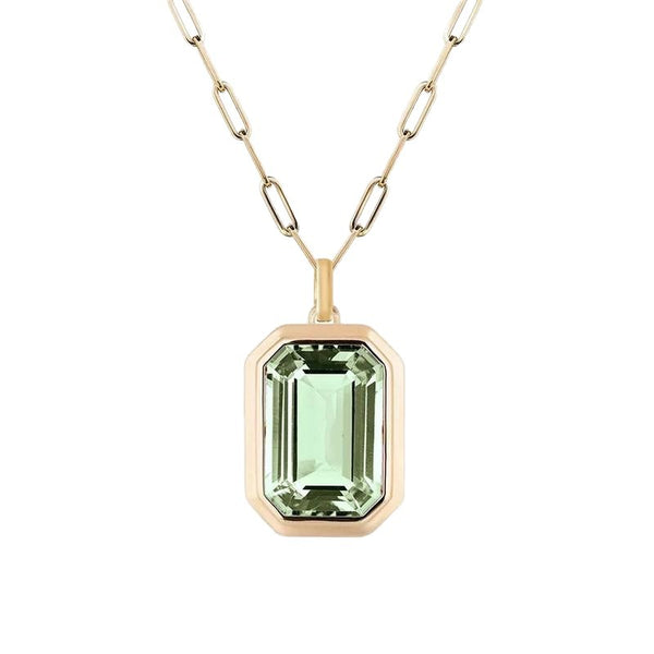 Multi Color Emerald Cut Gold Plated Crystal Copper Pendant Chain Bulk Secondary image