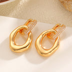 Luxury Abstract Oval Gold Silver Plated CZ Copper Drop Earrings Bulk