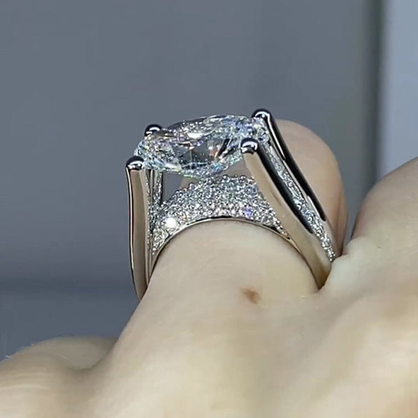 Diamond Solitaire Cubic Zirconia Silver Anti Tarnish Ring Women Bulk Secondary image