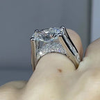 Diamond Solitaire Cubic Zirconia Silver Anti Tarnish Ring Women Bulk