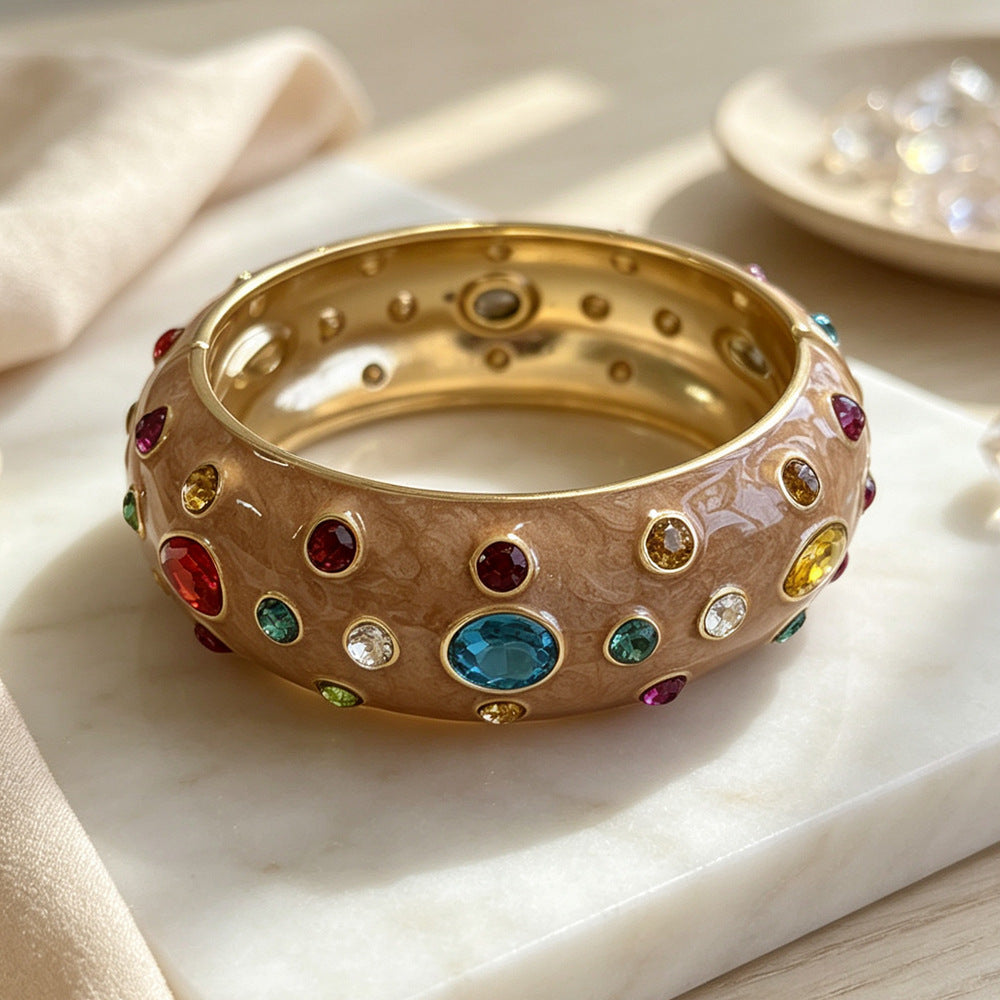 Designer Multi Color Enamel Gold Rhinestone Copper Cuff & Kadan Bulk