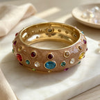 Designer Multi Color Enamel Gold Rhinestone Copper Cuff & Kadan Bulk