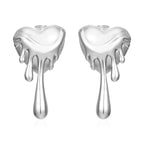 Heart 18K Gold Silver Stainless Steel Anti Tarnish Stud Earrings Bulk