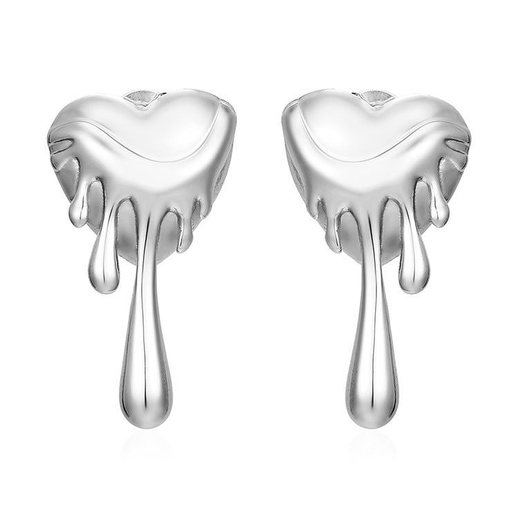 Heart 18K Gold Silver Stainless Steel Anti Tarnish Stud Earrings Bulk