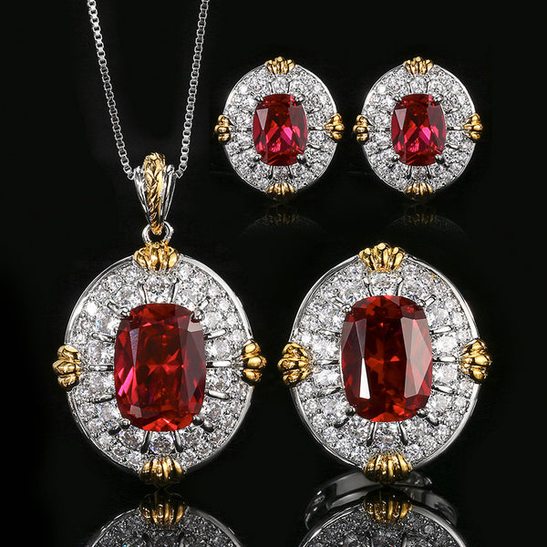 Elegant Round Shape Gold Plated CZ Copper Necklace Combo Set Wholesale Main image