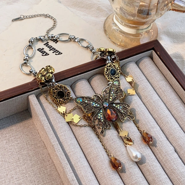 Butterfly Flower Multicolour 18K Gold Anti Tarnish Charm Necklace Bulk Main image