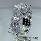 Luxury Triple Band Silver CZ Copper Anti Tarnish Solitaire Ring Bulk