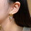 Gold Designer Dual Tone Oval Cubic Zirconia Copper Drop Earrings Bulk