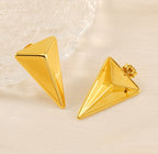 Triangle Shape Gold Stainless Steel Anti Tarnish Dangler Earring Bulk