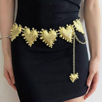 Beaten Finish Heart 18K Gold Waist Chain Band For Women Bulk