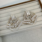 Sparkling Diamond Zircon Baguette Gold CZ Layer Dangler Earring Bulk