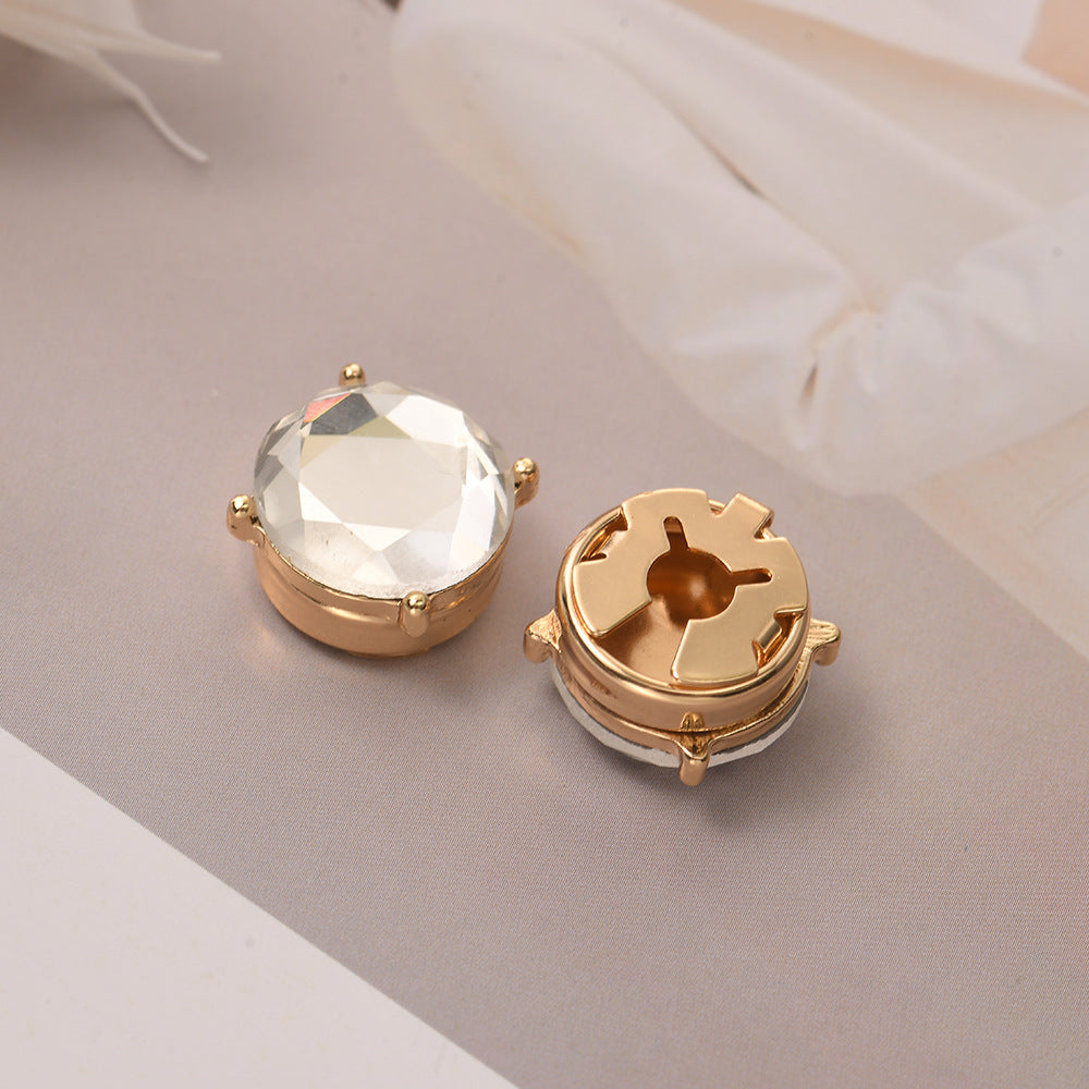 Round CZ 8K Gold White Anti Tarnish Single Shirt Button Cover Bulk