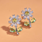 Daisy Flower Yellow Silver Solitaire Anti Tarnish Stud Earring Bulk