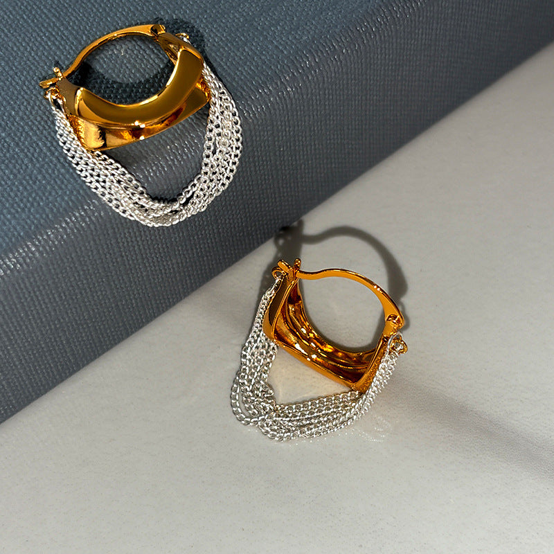 Gold Chunky Multi-Layer Plain Copper Hoop Earrings For Women Bulk