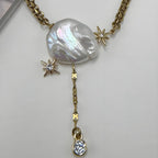 Luxury Pearl & Star Charm Style Gold Anti Tarnish Copper Necklace Bulk