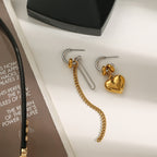 Love Heart 18K Gold Silver Stainless Steel Dangler Drop Tassel Earrings Chain For Women