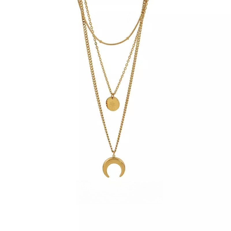 Moon Gold Stainless Steel Anti Tarnish Layer Necklace Charm Chain Bulk