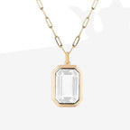 Multi Color Emerald Cut Gold Plated Crystal Copper Pendant Chain Bulk