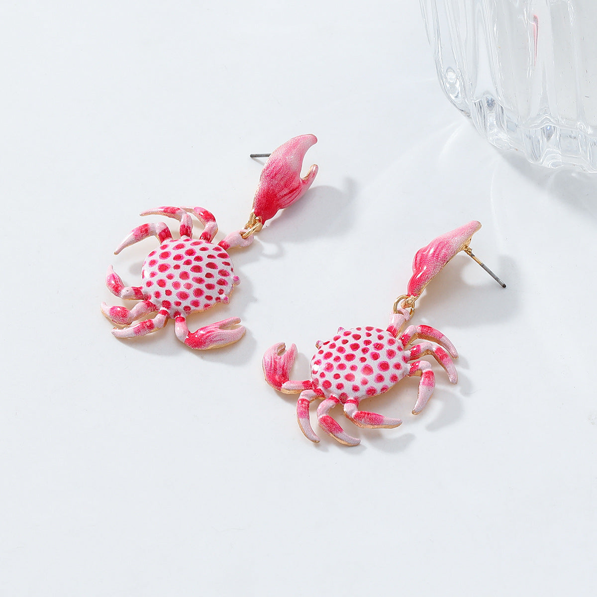 Crab Pink White Sea Face Beach Dangler Earring For Women Bulk