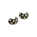 Black 18K Gold Enamel Cubic Zirconia Anti Tarnish Hoop Earring Bulk