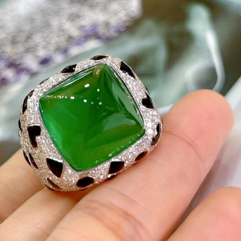 Cushion Cut Green Red CZ Black Silver Anti Tarnish Free Size Ring Bulk