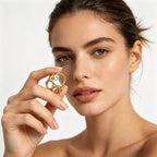 Gold Silver Geometric Loop Cubic Zirconia Copper Adjustable Ring Bulk