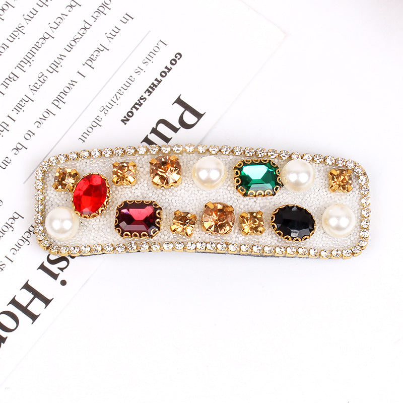 Rectangle Crystal Pearls Cubic Zirconia Black White Hair Clips Hair Accessories For Women Secondary image