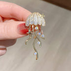 Designer Jellyfish Gold Silver Plated CZ Copper Anti Tarnish Brooch Bulk