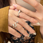 Retro Question Mark Exclamation Mark 18K Gold Silver Anti Tarnish Adjustable Ring For Women