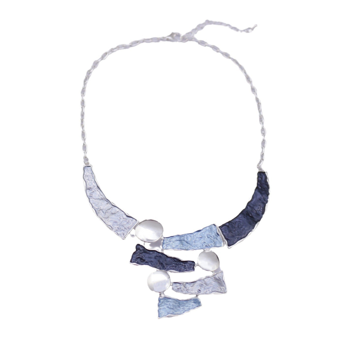 Beaten Finish Gold Dark Blue Green Enamel Necklace Earrings Set Bulk