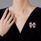 Bow Burgundy Baguette Rose Gold Silver CZ Enamel Copper Brooch Bulk