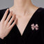 Bow Burgundy Baguette Rose Gold Silver CZ Enamel Copper Brooch Bulk