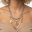 Stylish Dual Tone Layered Lock Charm Gold Silver Plated Necklace Bulk