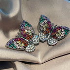 Multi Color Butterfly Silver Plated Cubic Zirconia Stud Earrings Bulk