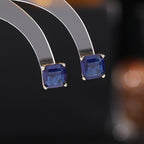 Square Solitaire White Green Blue Pink Silver CZ Stud Earring Bulk