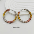 Multi Color High-Shine Gradient Crystal Silver CZ Hoop Earrings Bulk