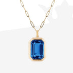 Multi Color Emerald Cut Gold Plated Crystal Copper Pendant Chain Bulk