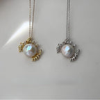Ocean Pearl Shape Crabs 18k Gold Silver Stainless Steel Anti Tarnish Necklace Pendant Chain For Women