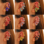 Cubic Zirconia Multi Gemstone 18K Gold Anti Tarnish Stud Ear Cuff Earring Pack Of 4 For Women