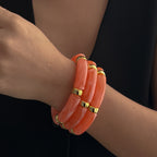 Glossy Acrylic Multi 18K Gold Stainless Steel Anti Tarnish Stackable Elastic Bracelet For Women