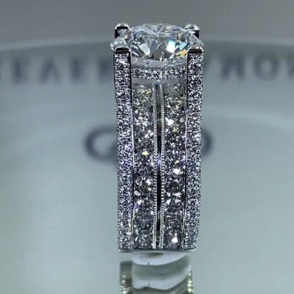Round Diamond Solitaire Cubic Zirconia Silver Anti Tarnish Ring Bulk