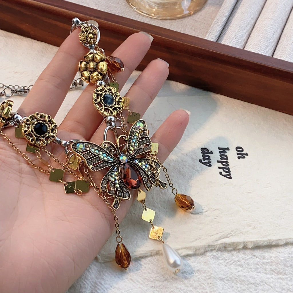 Butterfly Flower Multicolour 18K Gold Anti Tarnish Charm Necklace Bulk