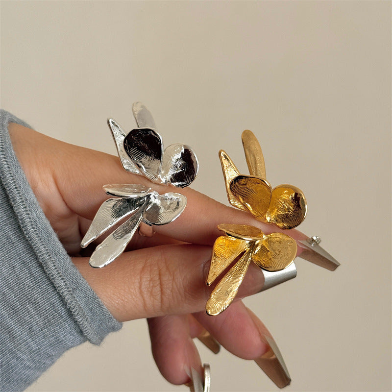 Big Flying Butterfly 18K Gold Silver Adjustable Ring For Women Bulk