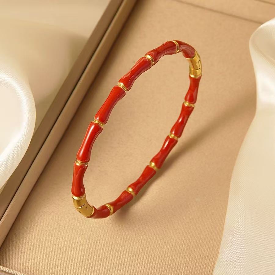 Multi Color Bamboo Style Gold Plated Stainless Steel Bracelet Bulk
