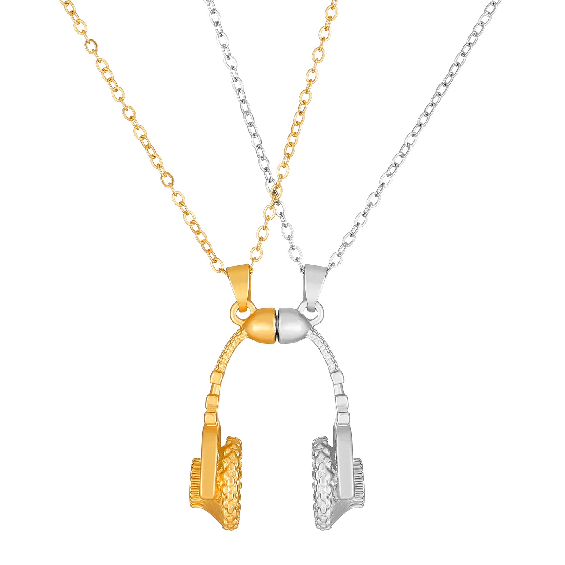 Elegant Headphone Gold Silver Plated Plain Alloy Pendant Chain Bulk