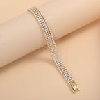 Wholesale Layered Triple Row Round Style Gold Silver CZ Copper Bracelet