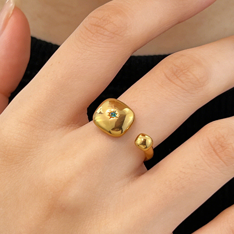 Multi Color Open Cuff Gold Cubic Zirconia Adjustable Ring For Women Bulk